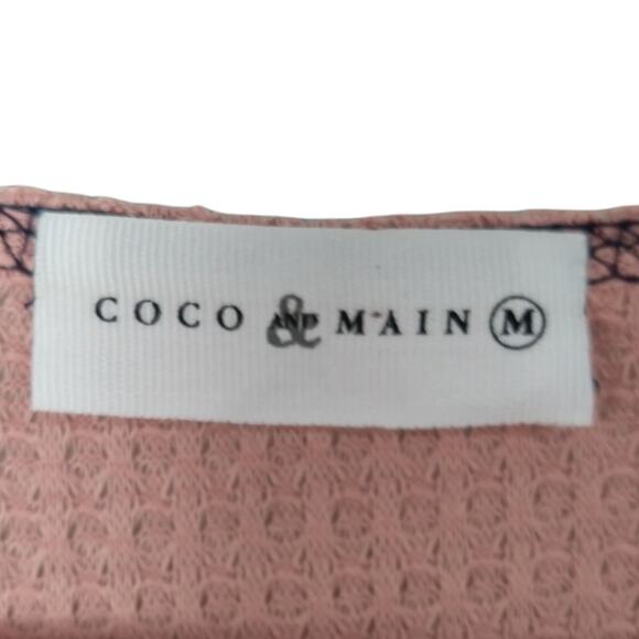 COCO & MAIN‎ Womens Sz M Pink Blue Gray Waffle Knit Pullover Top Long Sleeve - Picture 6 of 7